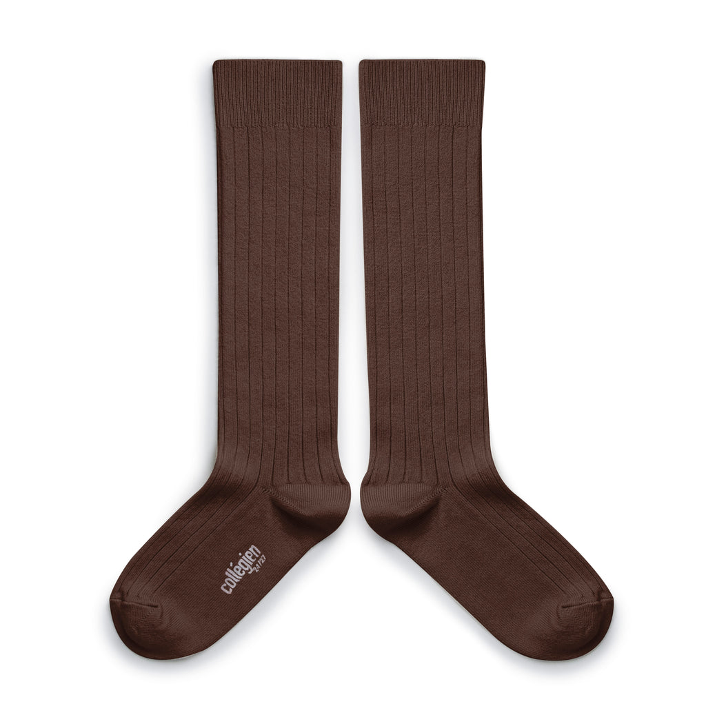 Collégien Ribbed Knee-high Socks Chocolat au lait